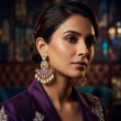Traditional gold-plated Kundan Chandbali earrings for women
