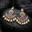 Elegant gold-plated Chandbali Kundan earrings