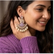Traditional gold-plated Kundan Chandbali earrings