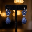 Blue gemstone floral drop earrings