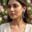 Neofashy floral blue stone earrings