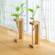 Elegant wooden planter with glass containers for flowers and plants