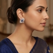 Stylish square sapphire blue stone stud earrings for women and girls