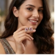 Fashionable square crystal stud earrings in ruby pink for women and girls