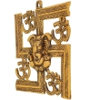Elegant metal Ganesha Om Swastik wall decor for main door entrance and vastu decoration