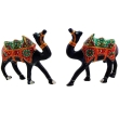 Elegant brass camel pair showpiece with colorful enamel detailing