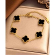 Fashion black clover bracelet with elegant gold-tone detailing