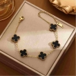 Stylish black clover gold bracelet with anti-tarnish coating for everyday wear