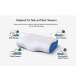 White and blue ortho pillow for side, back and stomach sleepers