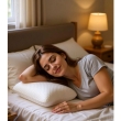 White neck support pillow for side, back and stomach sleepers