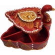 Wooden kumkum box- peacock shape