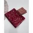 maroon satin silk saree with mirror work printed blouse